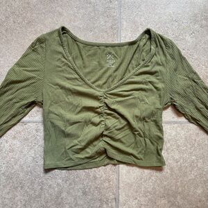 Pacsun Green Ruched Crop Top